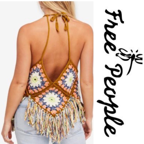 Free People Summer Of Love Crochet Knit Halter Top - Picture 3 of 9